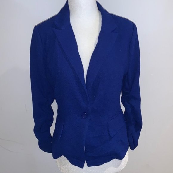 Mine Royal Blue Lightweight Single Breast Blazer Mod Sleeves Size Medium - Picture 1 of 8